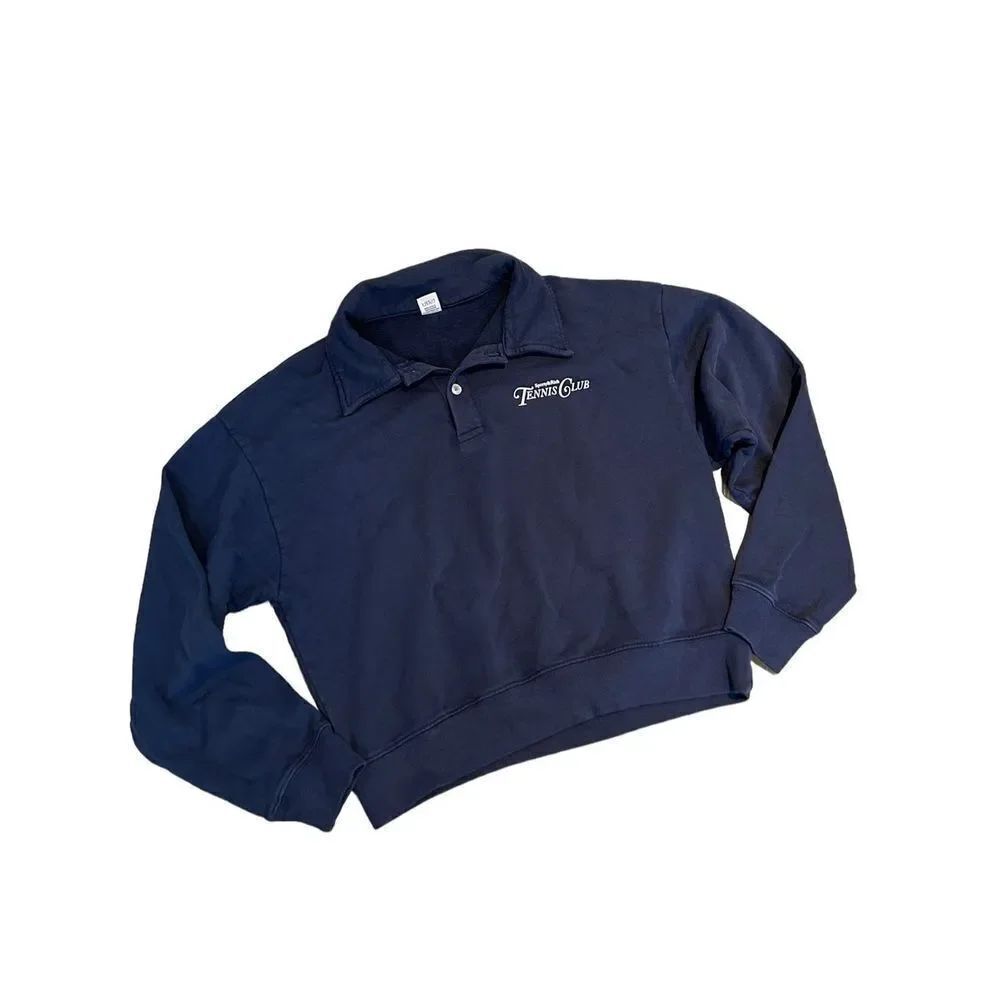 Sporty & Rich Rizzoli Printed Cotton-Jersey Sweatshirt Women's Navy Size Large